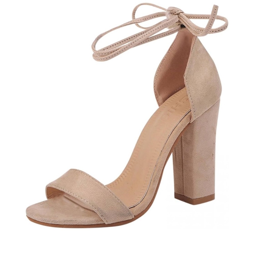 Suede Lace Up Heel